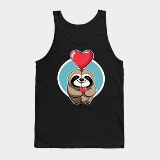 Sloth Heart Balloon - Valentines Day Tank Top